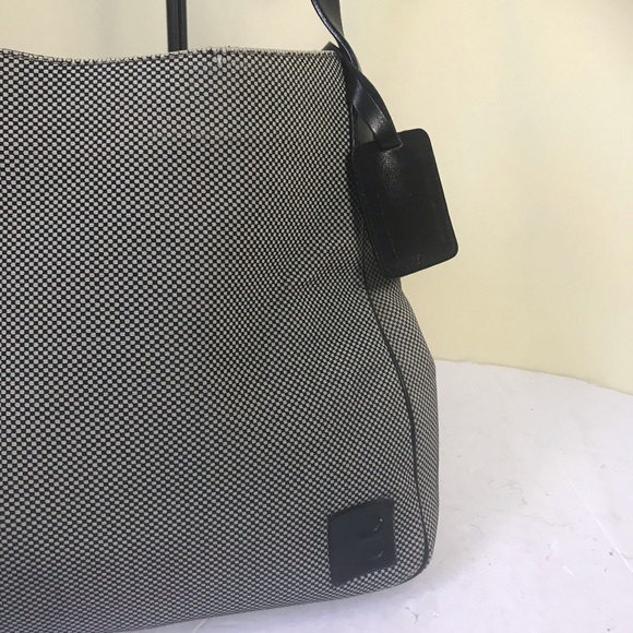 Bally Shoulder Hobo Bag Leather Tweed Canvas Logo FOB Tag Italy Tote Purse Silvr - Picture 4 of 16